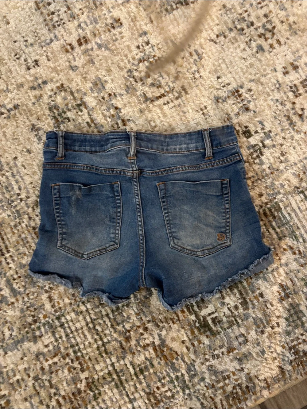 Indigo Rein Distressed Mid-Blue Denim Shorts
